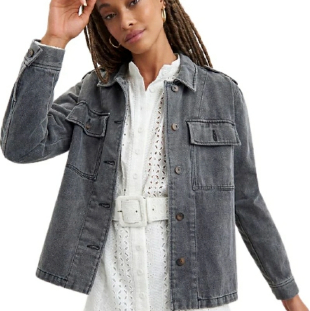 Anthro Dear John Tyler Denim Shirt Jacket Grey L